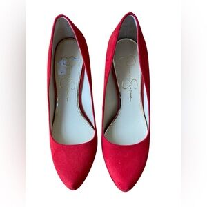 Jessica Simpson Red Women's Shoes heels red size 7 1/2 faux suede